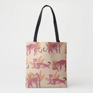 Pink Jaguar: Cute Vintage Seamless Tote Bag