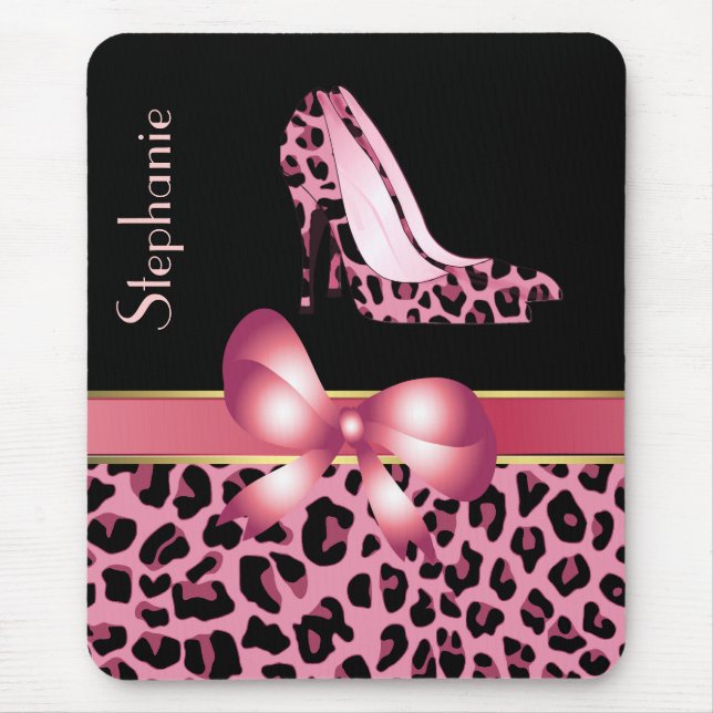 Pink Jaguar Stilettos Custom Mouse Pad (Front)