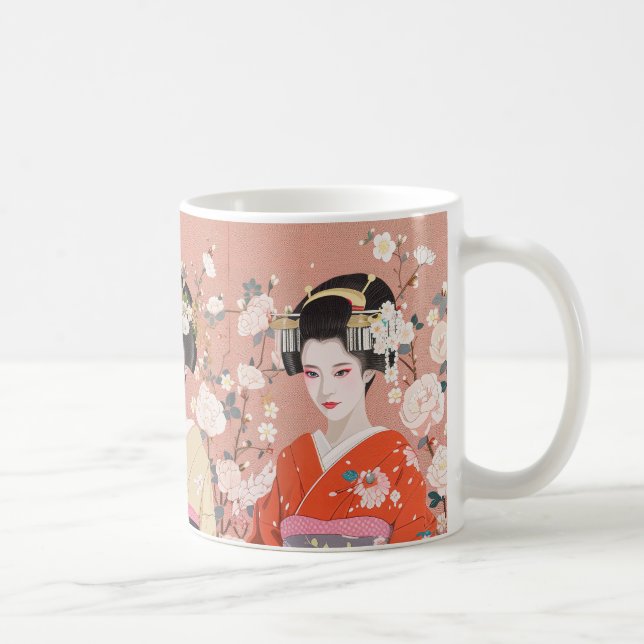 Pink Japanese Geisha Coffee Mug (Right)
