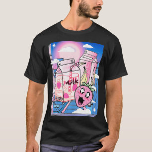 Pink Japanese Milk Shake aesthetic Kawaii Strawber T-Shirt