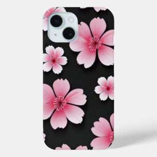 Pink Japanese Sakura Cherry Blossom Pattern iPhone 15 Case