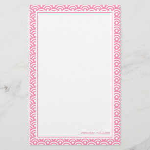 Pink Japanese Seigaiha Pattern Stationery