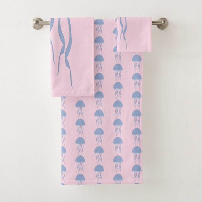 Pink Jelly Fish  Bath Towel Set (Insitu)