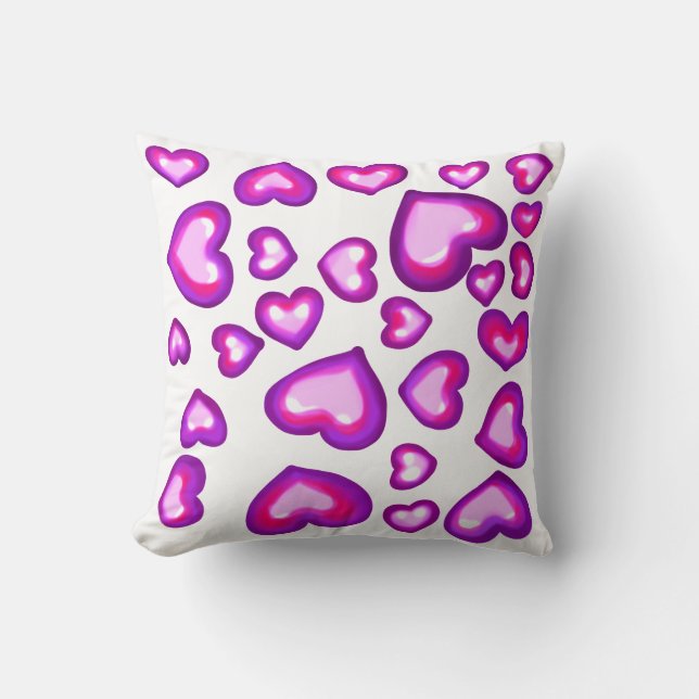 Pink Jelly Hearts Cute Love Valentine Print Throw Pillow (Front)