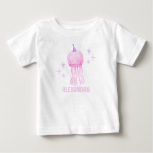 Pink Jellyfish Girl 1st Birthday Under The Sea Baby T-Shirt