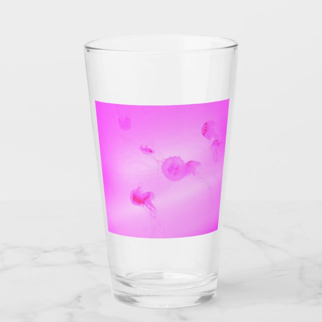 Pink Jellyfish Glass Cup (Front)
