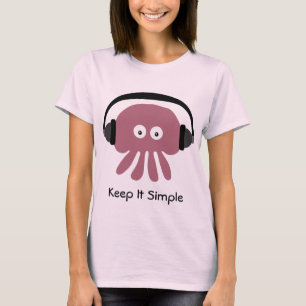 Pink Jellyfish & headphones Keep It Simple T-shirt