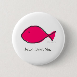 Pink Jesus Fish 2 Inch Round Button