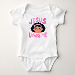 Pink "Jesus Loves Me" Design  Baby Bodysuit