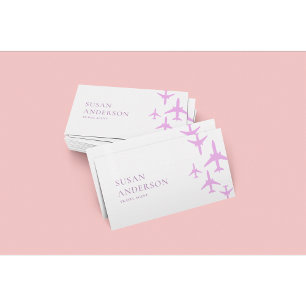 Pink Jet Business Card – Feminine Travel Design