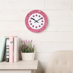 Pink Jewel Bling Wall Clock