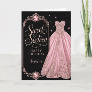 Pink Jewel Sweet 16 Birthday Celebration Card
