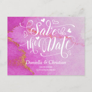 Pink Jewel Tone Save The Date Announcement Postcard