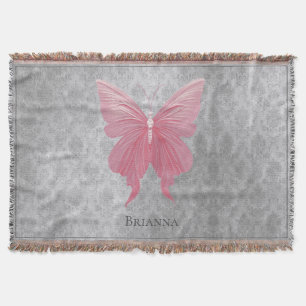 Pink Jewelled Butterfly Throw Blanket
