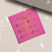 Pink Jewellery Care Instructions Business Thank Yo