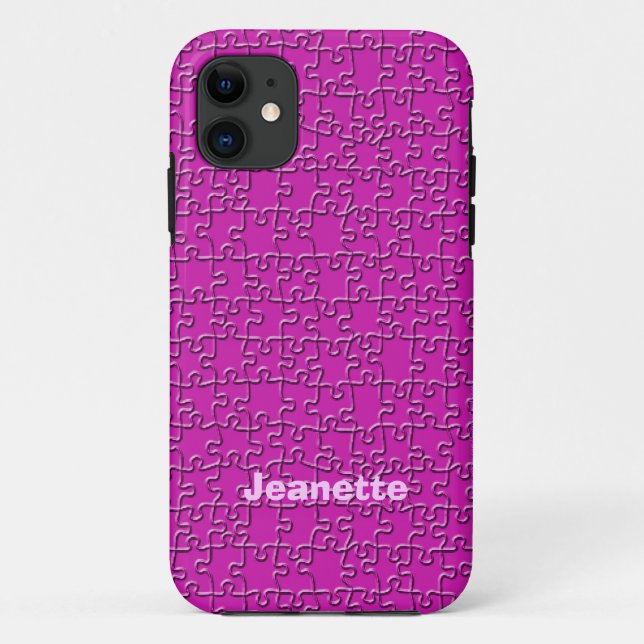 Pink Jigsaw Puzzle Design, Name,  Case-Mate iPhone Case (Back)