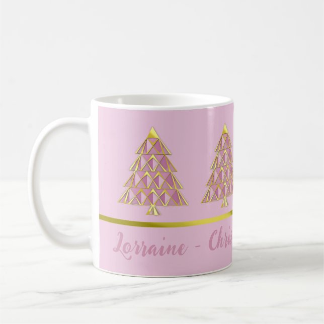 Pink Joyoux Noel Christmas Coffee Mug (Left)