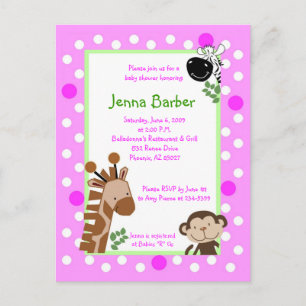 Pink Jungle Adventure Baby Shower Post Card