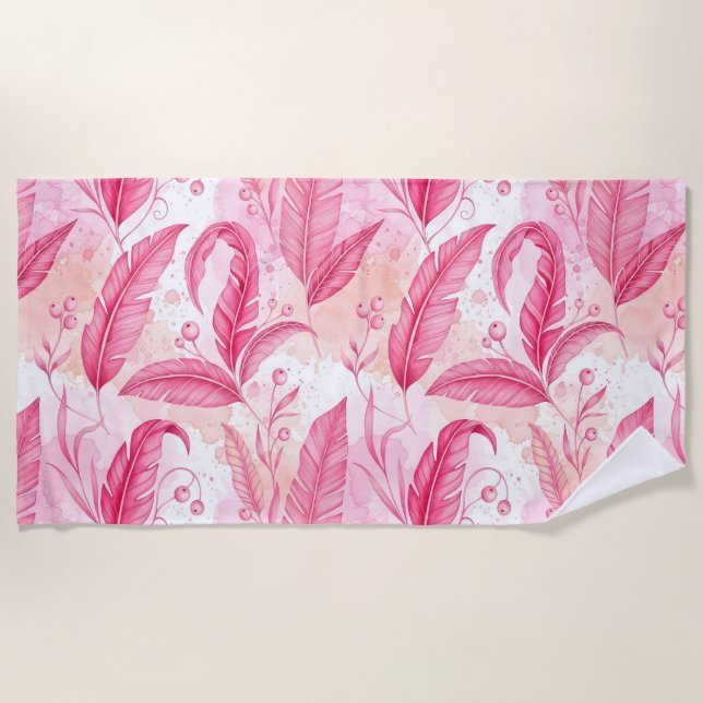 pink jungle beach towel (Front)