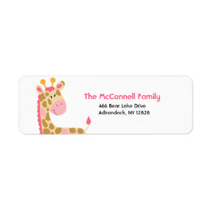 Pink Jungle Giraffe PRINTABLE ADDRESS LABELS