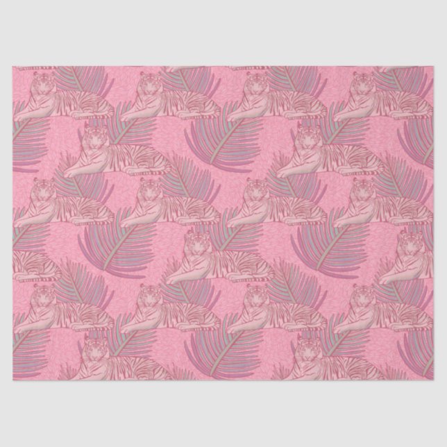 Pink Jungle Tiger Pattern Tissue Paper (Front)