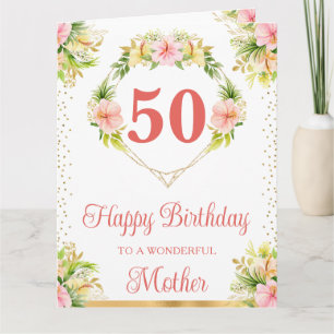 Pink Jungle Tropical Flowers Mother Birthday Card