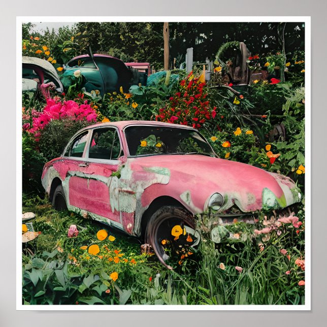 Pink Junkyard Car Poster (Front)