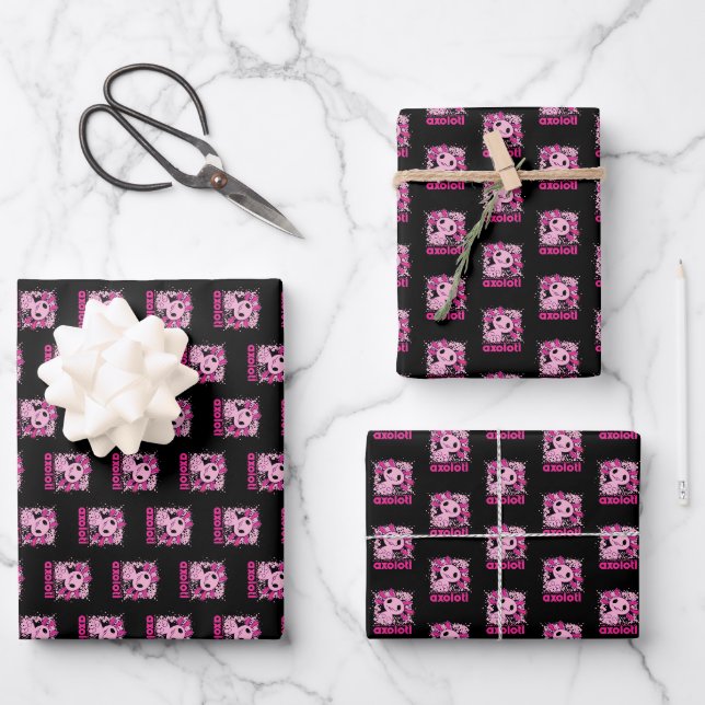Pink Just A Girl Who Loves Axolotl Wrapping Paper Sheet (Front)