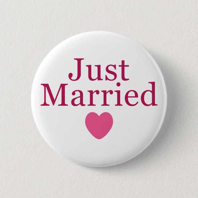 Pink Just Married 2 Inch Round Button (Front)