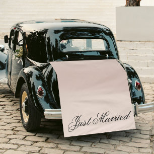 Pink Just Married Fabric Car Wedding Banner Sign Tapestry