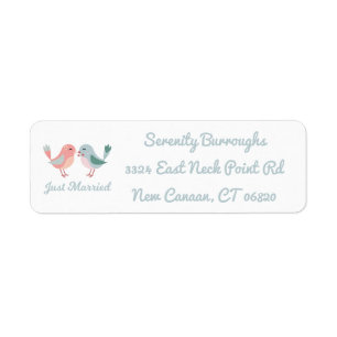Pink Just Married Lovebirds Wedding Announcement