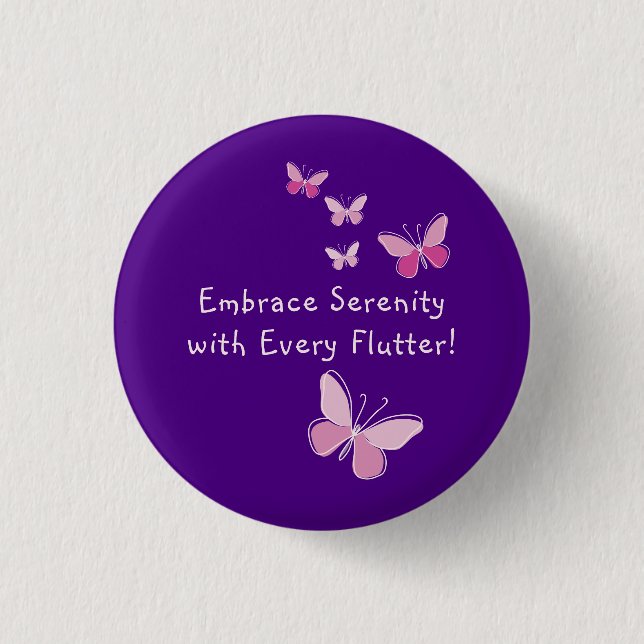 Pink Kaleidoscope of Butterfly Your Name Indigo 1 Inch Round Button (Front)