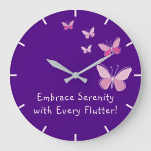 Pink Kaleidoscope of Butterfly Your Name Indigo Large Clock