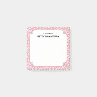 Pink Karakusa Japanese Vine Pattern Post-it Notes