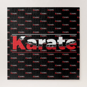 Pink Karate Martial Arts Modern Typography Jigsaw Puzzle