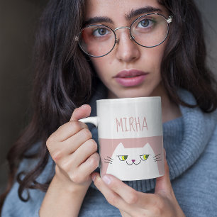 Pink Kawaii Cat Mug