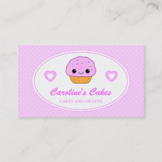 Pink Kawaii Cupcake Bakery Cake Business Card