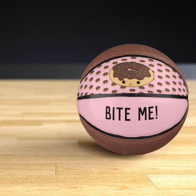 Pink Kawaii Cute Chocolate Doughnut Rainbow Sprink Mini Basketball (Creator Uploaded)