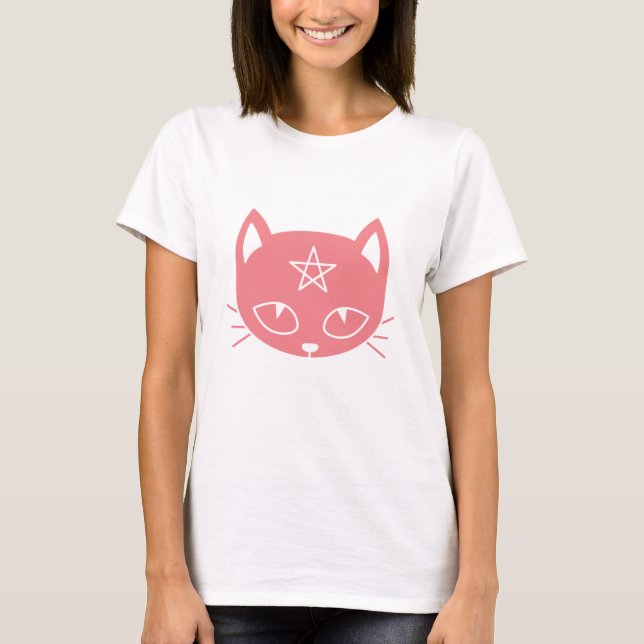 Pink Kawaii Pagan Cat T-Shirt (Front)