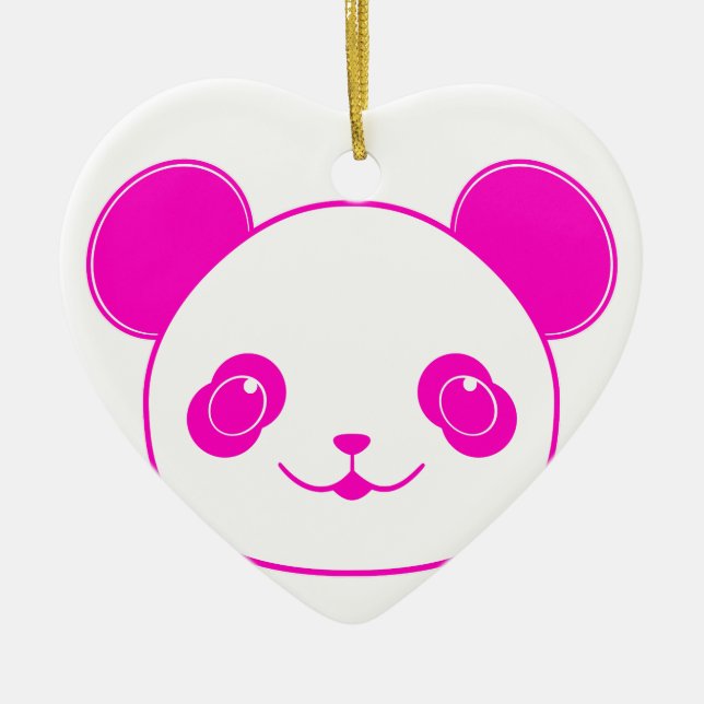 Pink Kawaii Panda Bear Ceramic Ornament (Front)