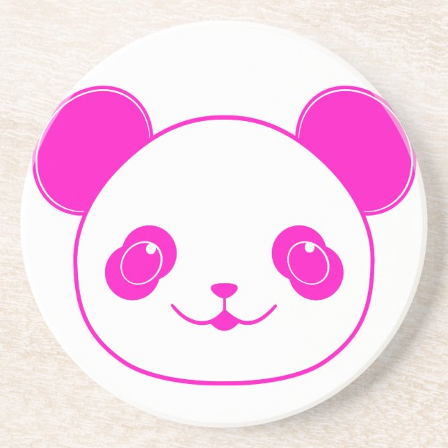 Pink Kawaii Panda Bear Coaster (Front)