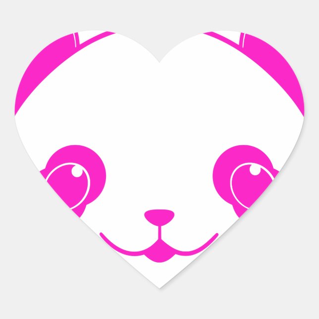 Pink Kawaii Panda Bear Heart Sticker (Front)