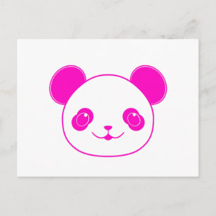 Pink Kawaii Panda Bear Postcard