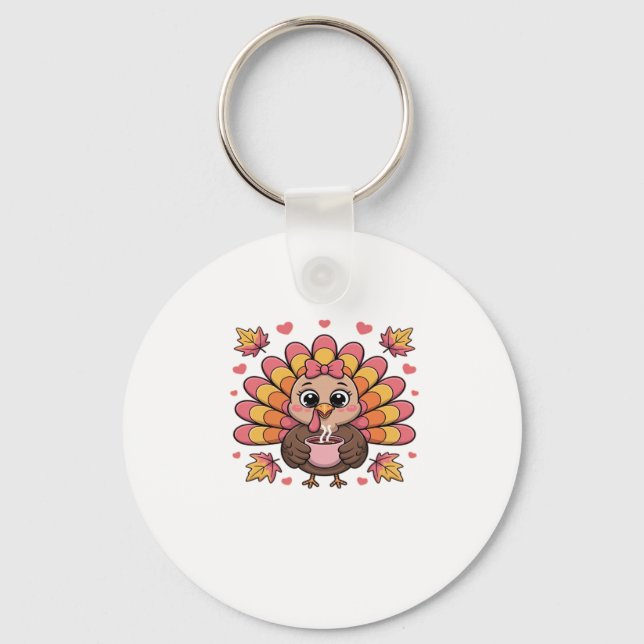 pink kawaii thanksgiving turkey Classic T-Shirt Keychain (Front)