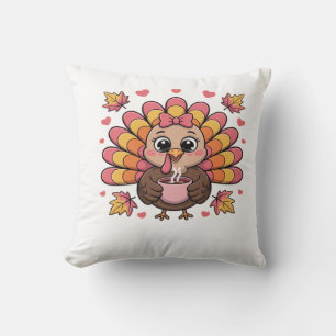 pink kawaii thanksgiving turkey Classic T-Shirt Throw Pillow
