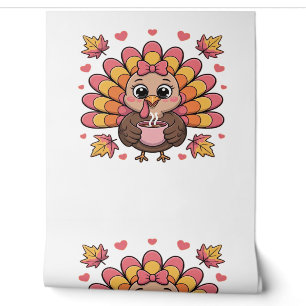 pink kawaii thanksgiving turkey Classic T-Shirt Wallpaper