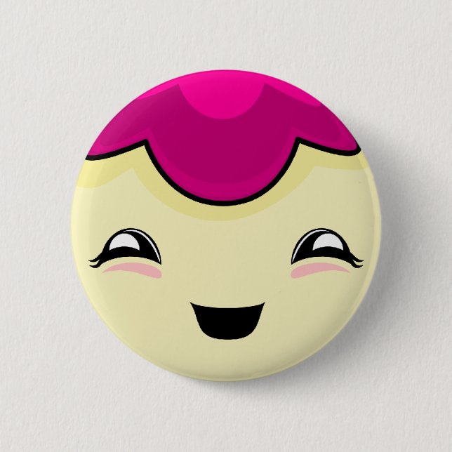 Pink Kawaii Tickle Monster 2 Inch Round Button (Front)