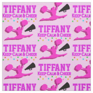 PINK KEEP CALM AND CHEER PERSONALIZED FABRIC
