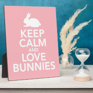 Pink Keep Calm and Love Bunnies plaque / easel