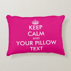 Pink keep calm and your text accent throw pillow